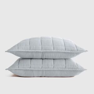 NWT QUINCE Organic Airy Gauze Box Quilt Sham Set Standard Mist 3171